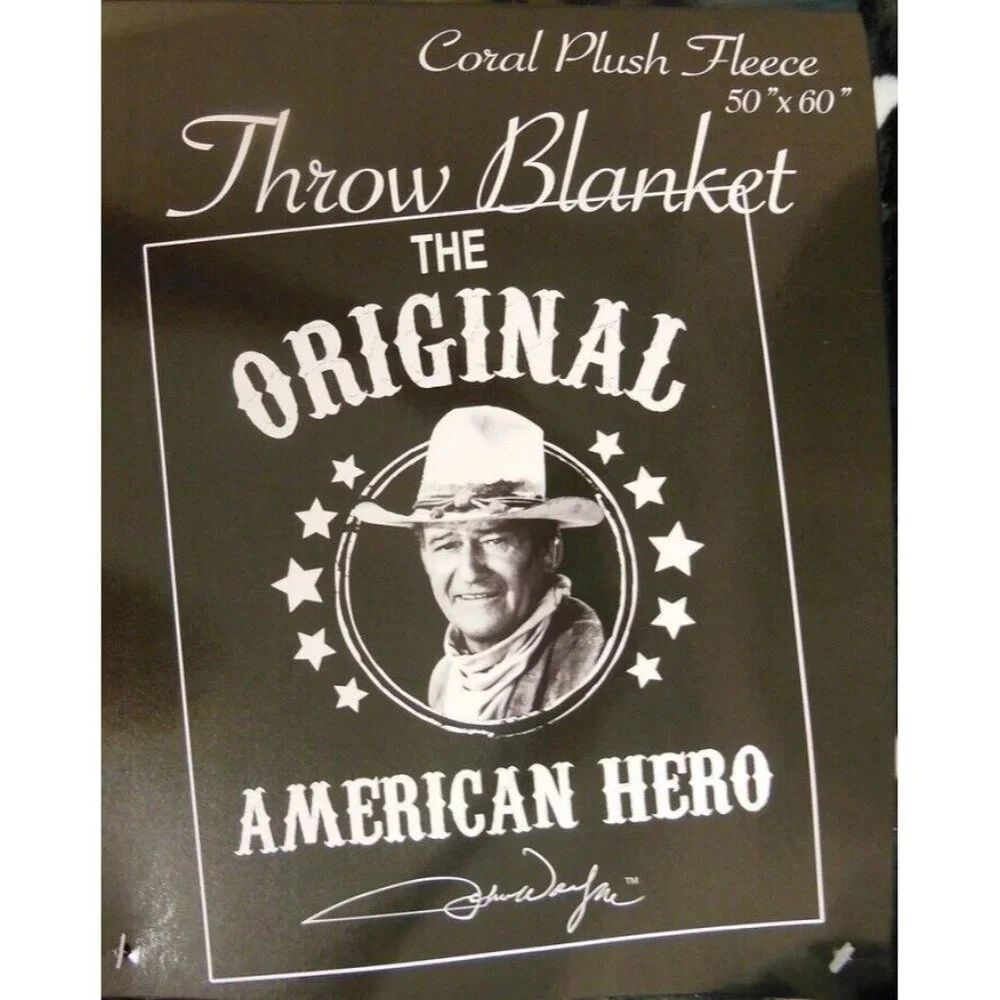 New American Hero John Wayne Plush Gift Throw Blanket The Original Western Movie